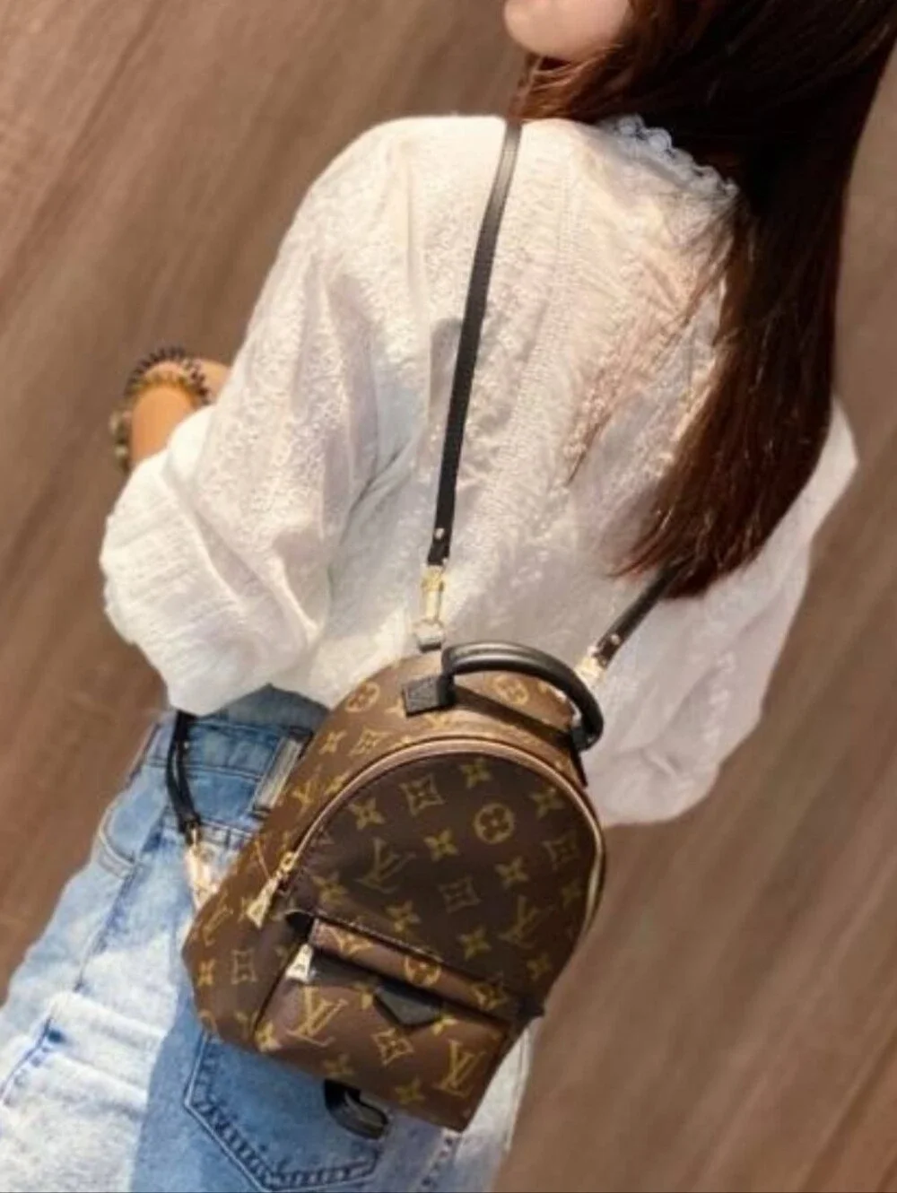 Authenticated Louis Vuitton PALM MONOGRAM SPRINGS MINI Backpack Bumbag Crossbody